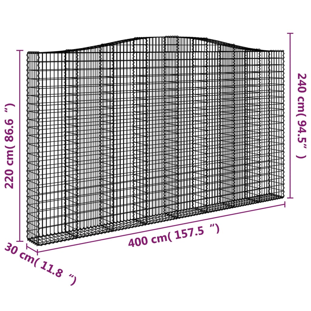 Schanskorf gewelfd 400x30x220/240 cm gegalvaniseerd ijzer 1 400 x 30 x 220/240 cm