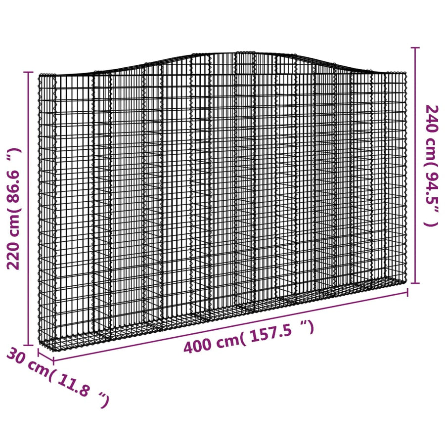 Schanskorf gewelfd 400x30x220/240 cm gegalvaniseerd ijzer 1 400 x 30 x 220/240 cm