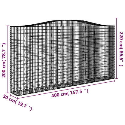 Schanskorf gewelfd 400x50x200/220 cm gegalvaniseerd ijzer 1 400 x 50 x 200/220 cm