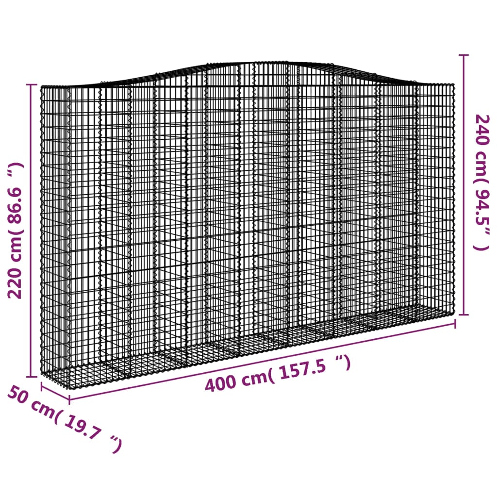 Schanskorf gewelfd 400x50x220/240 cm gegalvaniseerd ijzer 1 400 x 50 x 220/240 cm
