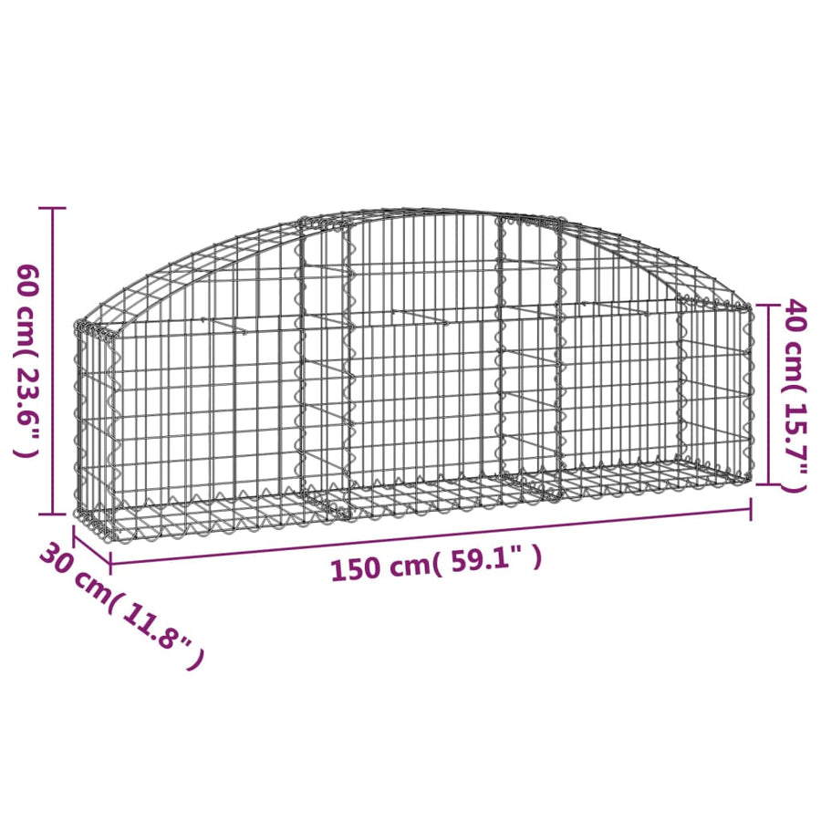 Schanskorf Gewelfd 150X30X40/60 Cm Gegalvaniseerd Ijzer