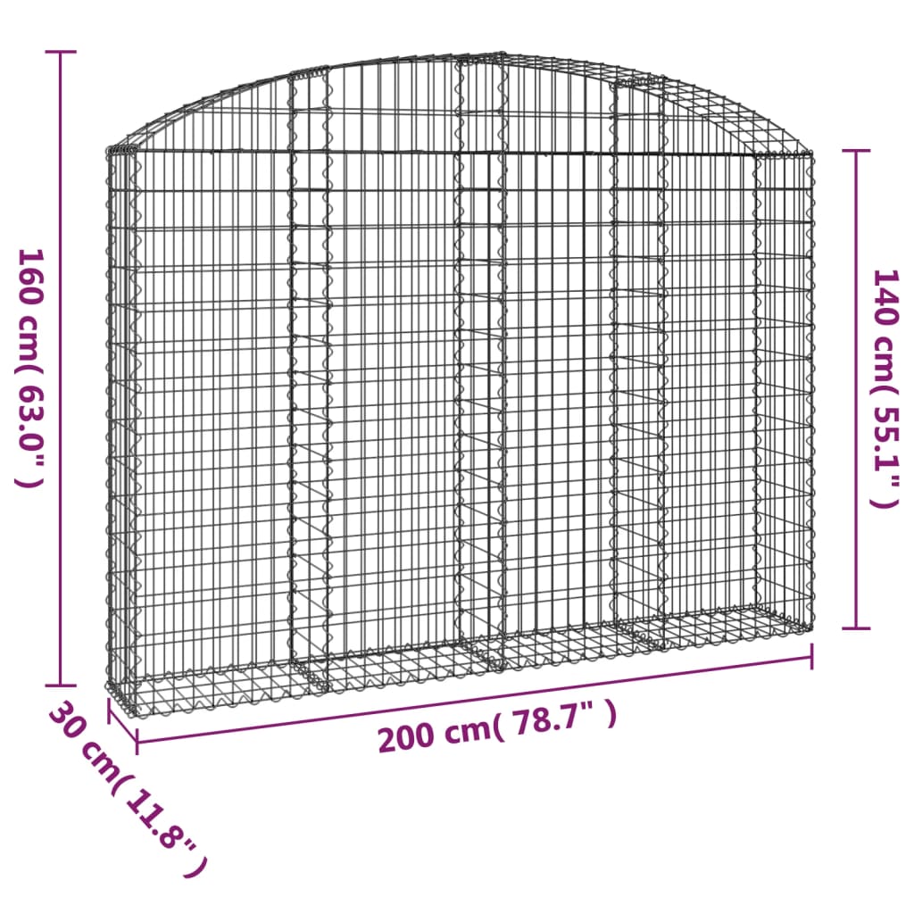 Schanskorf Gewelfd 200X30X140/160 Cm Gegalvaniseerd Ijzer 200 x 30 x 140/160 cm