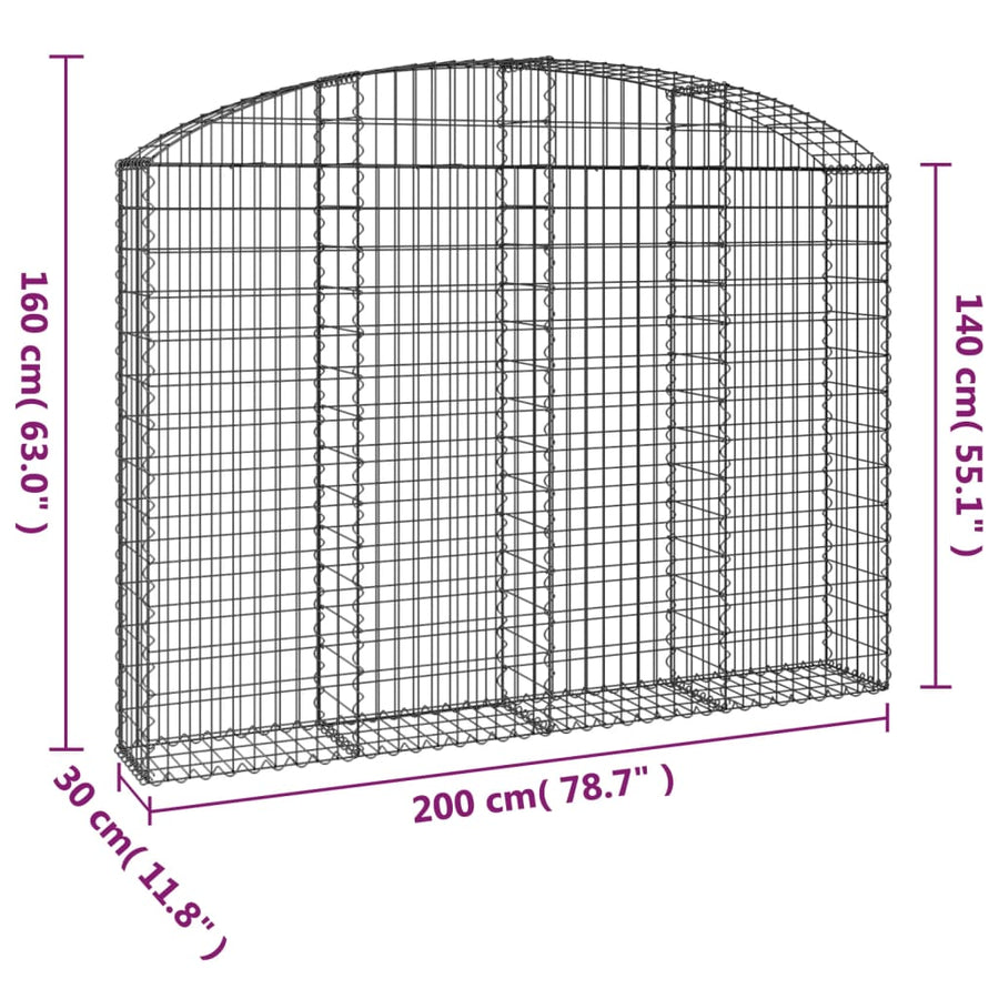 Schanskorf Gewelfd 200X30X140/160 Cm Gegalvaniseerd Ijzer 200 x 30 x 140/160 cm