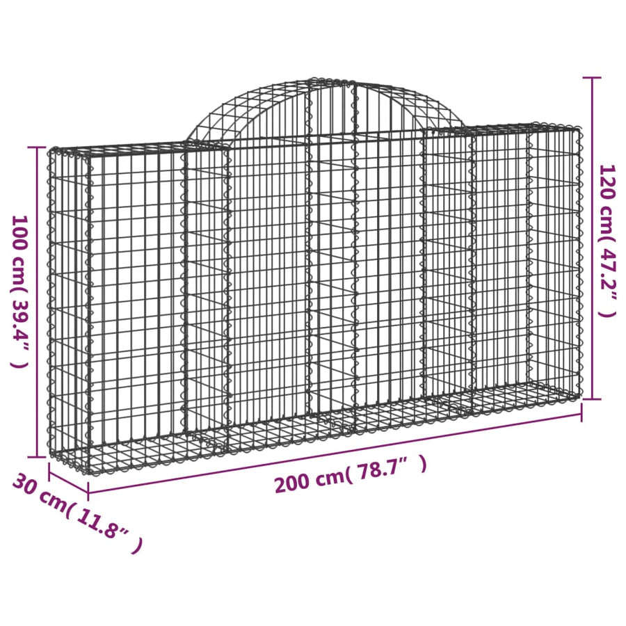 Schanskorf gewelfd 200x30x100/120 cm gegalvaniseerd ijzer 1 200 x 30 x 100/120 cm