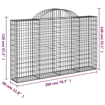 Schanskorf gewelfd 200x30x120/140 cm gegalvaniseerd ijzer 1 200 x 30 x 120/140 cm