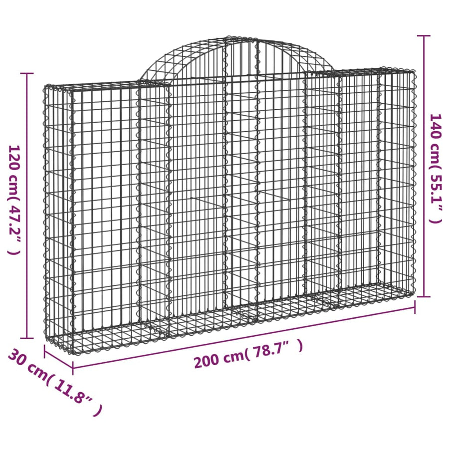 Schanskorf gewelfd 200x30x120/140 cm gegalvaniseerd ijzer 1 200 x 30 x 120/140 cm
