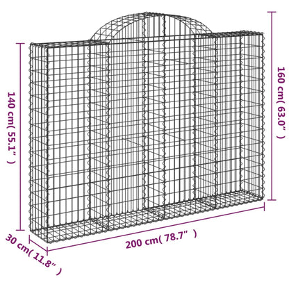 Schanskorf gewelfd 200x30x140/160 cm gegalvaniseerd ijzer 1 200 x 30 x 140/160 cm