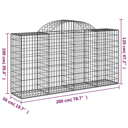 Schanskorf gewelfd 200x50x100/120 cm gegalvaniseerd ijzer 1 200 x 50 x 100/120 cm