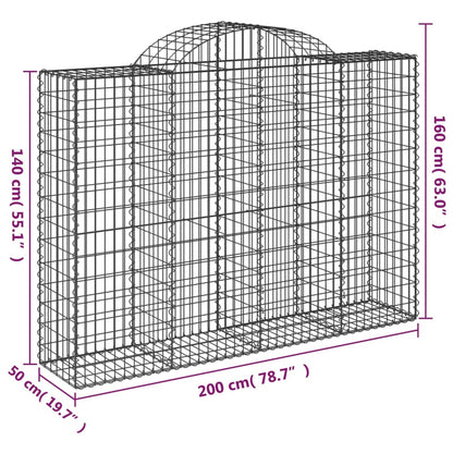 Schanskorf gewelfd 200x50x140/160 cm gegalvaniseerd ijzer 1 200 x 50 x 140/160 cm