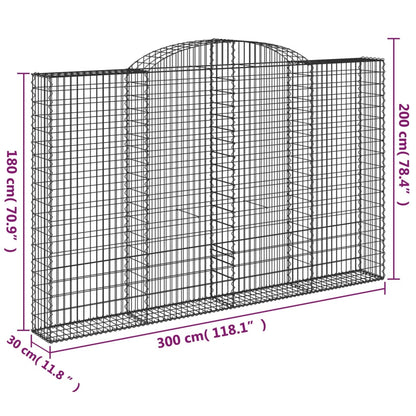 Schanskorf gewelfd 300x30x180/200 cm gegalvaniseerd ijzer 1 300 x 30 x 180/200 cm