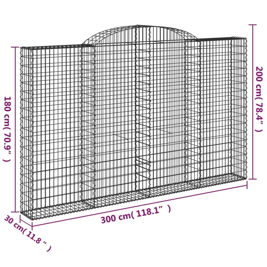 Schanskorf gewelfd 300x30x180/200 cm gegalvaniseerd ijzer 1 300 x 30 x 180/200 cm