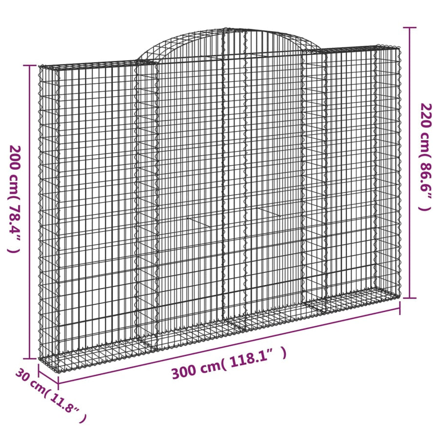Schanskorf gewelfd 300x30x200/220 cm gegalvaniseerd ijzer 1 300 x 30 x 200/220 cm