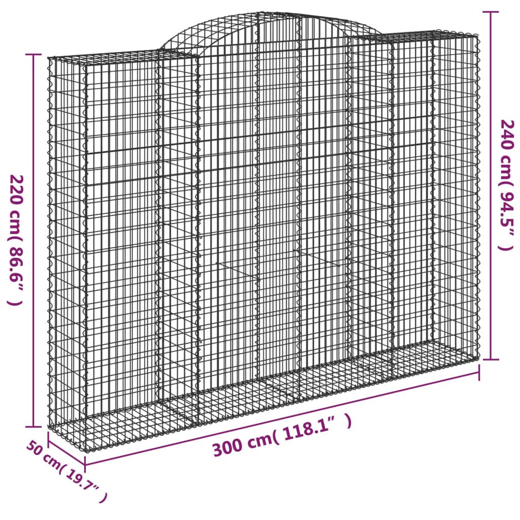 Schanskorf gewelfd 300x50x220/240 cm gegalvaniseerd ijzer 1 300 x 50 x 220/240 cm