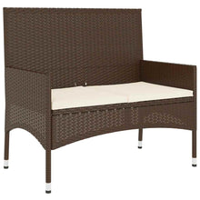 Tuinbank 2-Zits Met Kussens Poly Rattan Bruin