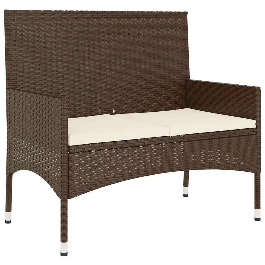 Tuinbank 2-Zits Met Kussens Poly Rattan Bruin