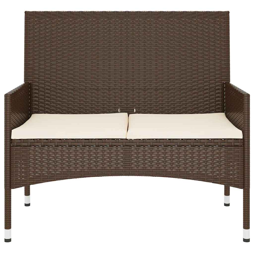 Tuinbank 2-Zits Met Kussens Poly Rattan Bruin