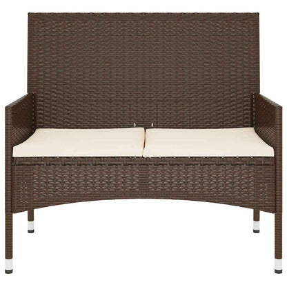 Tuinbank 2-Zits Met Kussens Poly Rattan Bruin