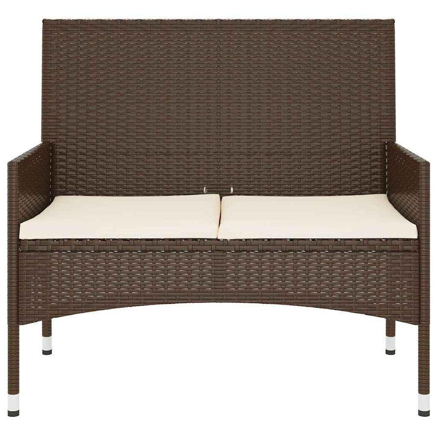 Tuinbank 2-Zits Met Kussens Poly Rattan Bruin
