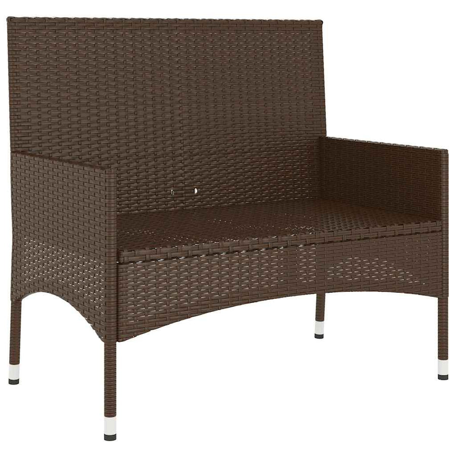 Tuinbank 2-Zits Met Kussens Poly Rattan Bruin