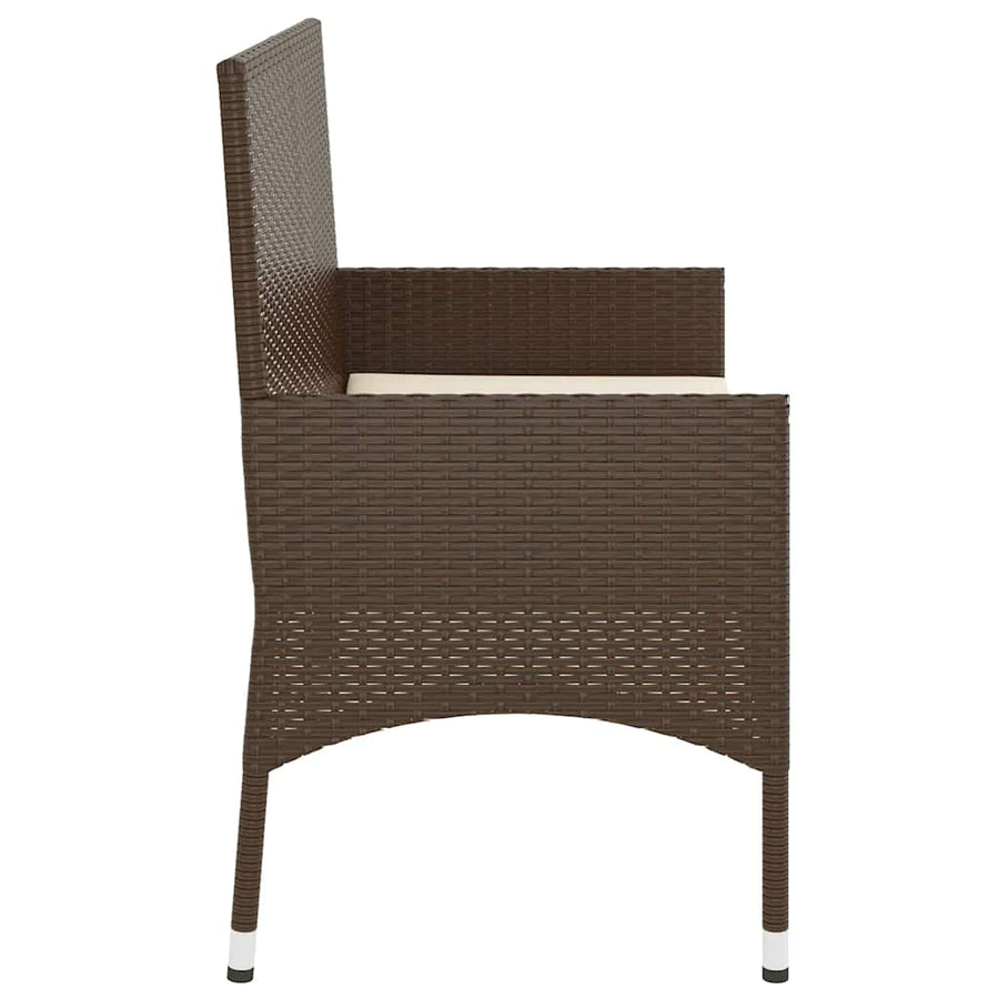 Tuinbank 2-Zits Met Kussens Poly Rattan Bruin