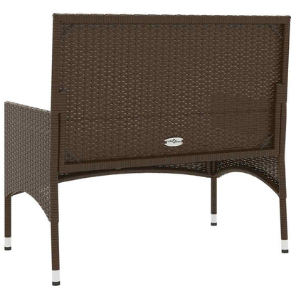 Tuinbank 2-Zits Met Kussens Poly Rattan Bruin