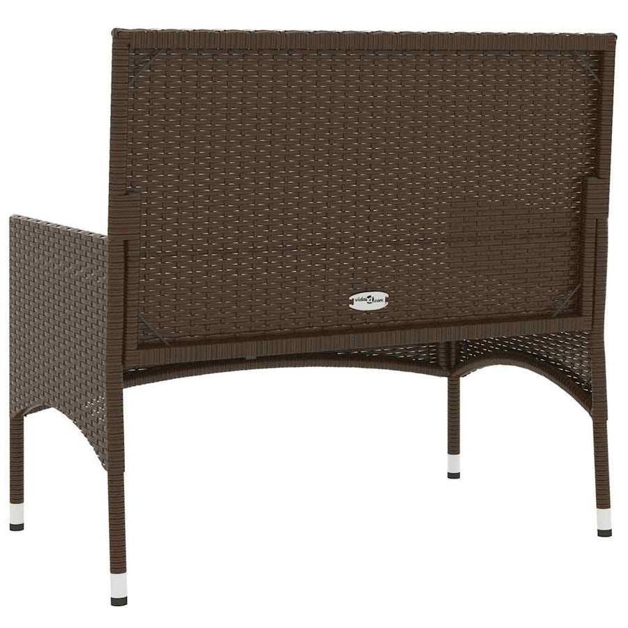 Tuinbank 2-Zits Met Kussens Poly Rattan Bruin