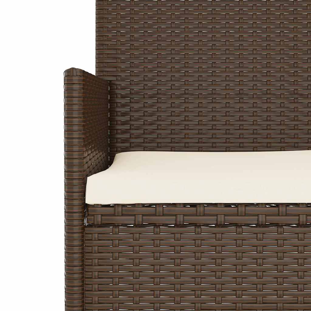 Tuinbank 2-Zits Met Kussens Poly Rattan Bruin
