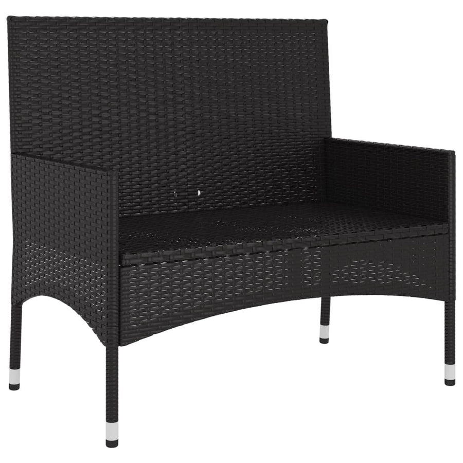 Tuinbank 2-Zits Met Kussens Poly Rattan Zwart en crème