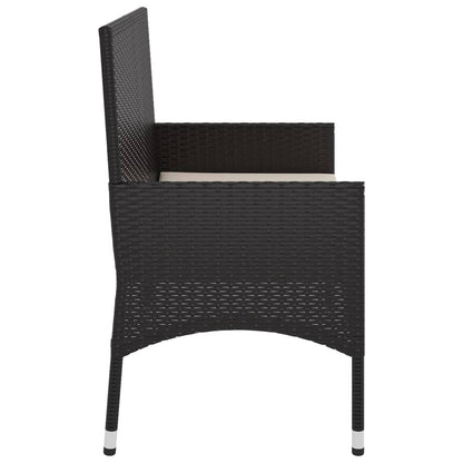 Tuinbank 2-Zits Met Kussens Poly Rattan Zwart en crème