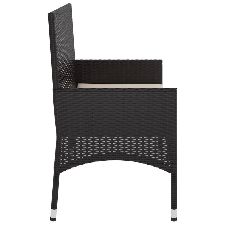 Tuinbank 2-Zits Met Kussens Poly Rattan Zwart en crème