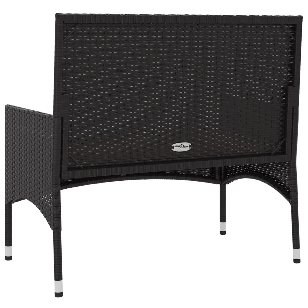 Tuinbank 2-Zits Met Kussens Poly Rattan Zwart en crème