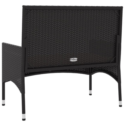 Tuinbank 2-Zits Met Kussens Poly Rattan Zwart en crème