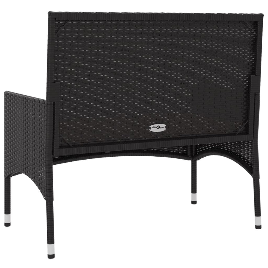 Tuinbank 2-Zits Met Kussens Poly Rattan Zwart en crème