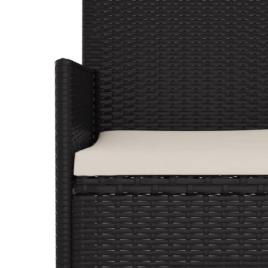 Tuinbank 2-Zits Met Kussens Poly Rattan Zwart en crème