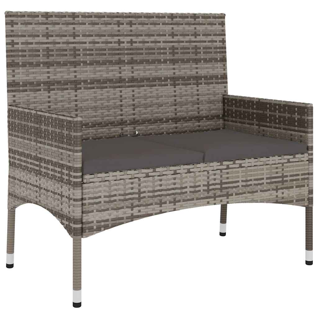 Tuinbank 2-Zits Met Kussens Poly Rattan Grijs