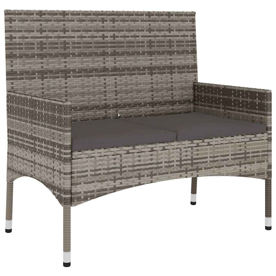 Tuinbank 2-Zits Met Kussens Poly Rattan Grijs