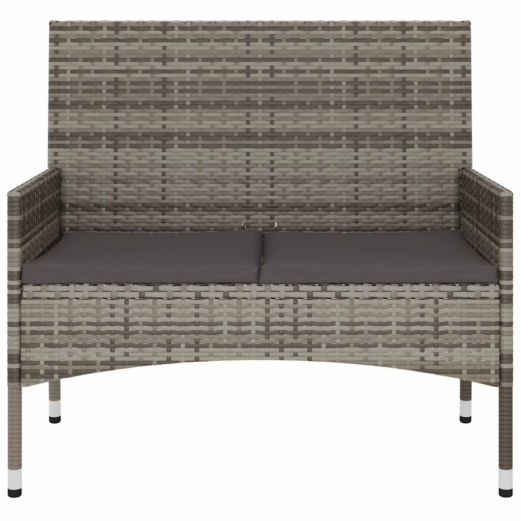 Tuinbank 2-Zits Met Kussens Poly Rattan Grijs