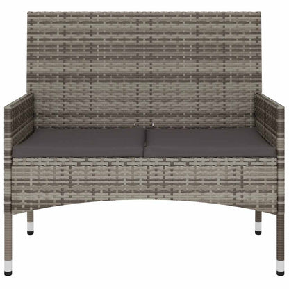Tuinbank 2-Zits Met Kussens Poly Rattan Grijs