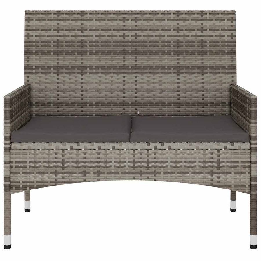 Tuinbank 2-Zits Met Kussens Poly Rattan Grijs