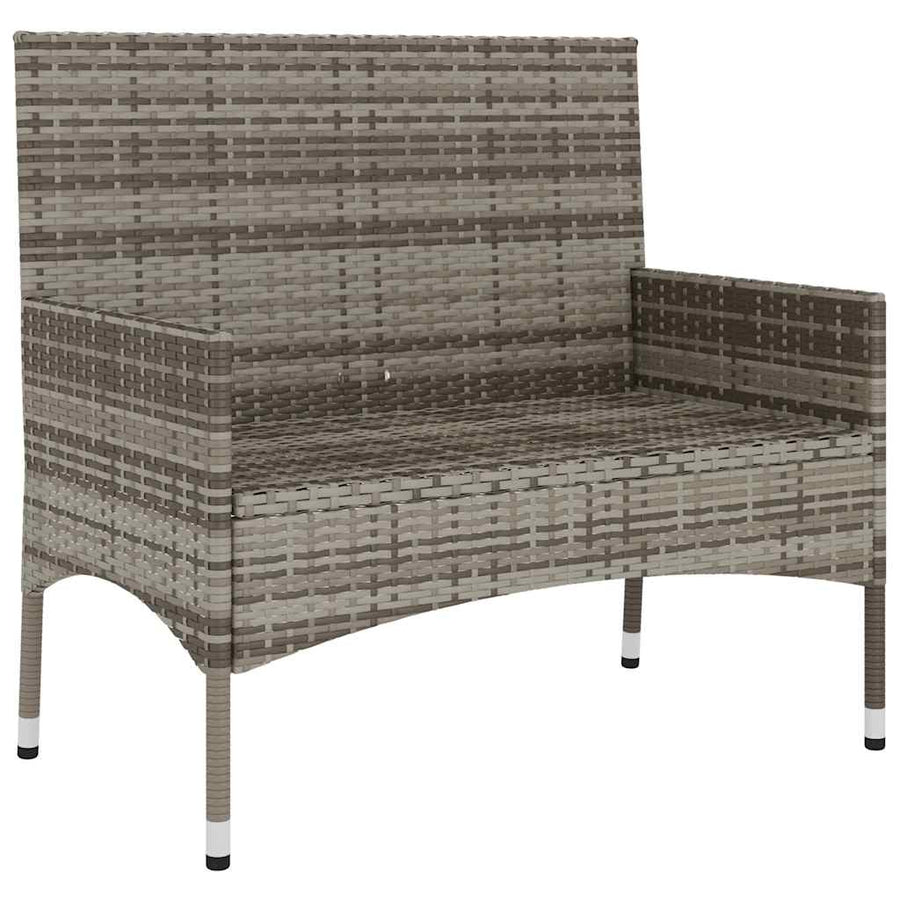 Tuinbank 2-Zits Met Kussens Poly Rattan Grijs