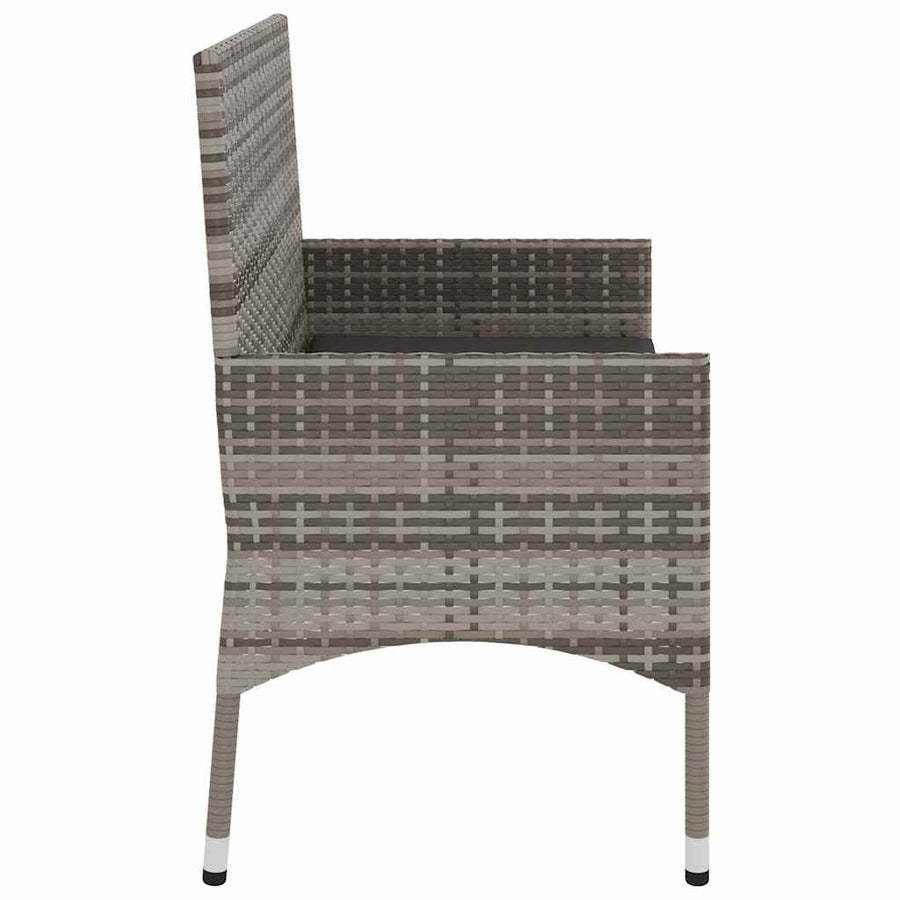 Tuinbank 2-Zits Met Kussens Poly Rattan Grijs