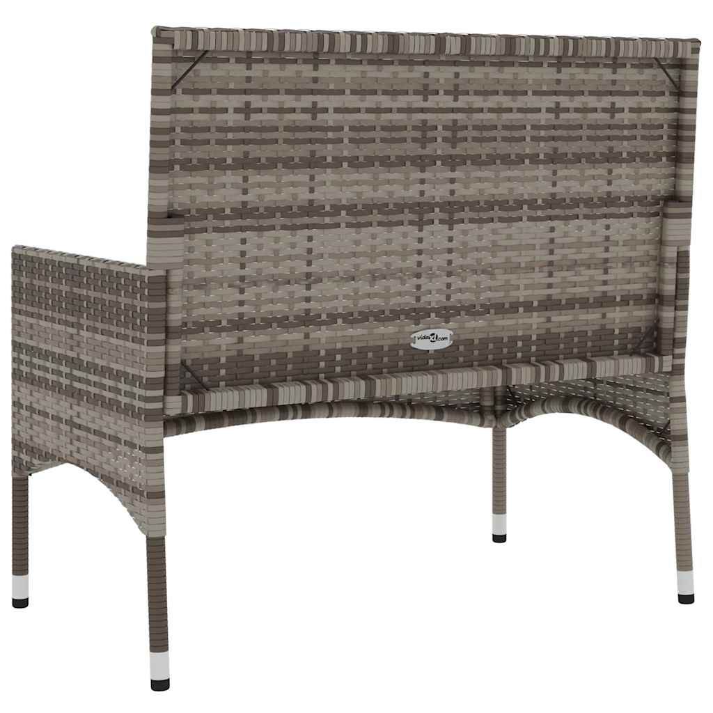 Tuinbank 2-Zits Met Kussens Poly Rattan Grijs