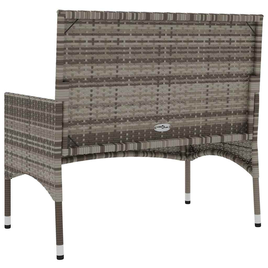 Tuinbank 2-Zits Met Kussens Poly Rattan Grijs