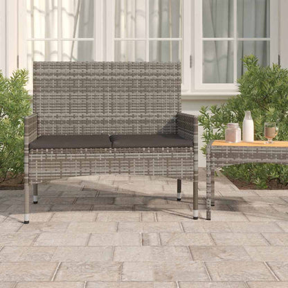 Tuinbank 2-Zits Met Kussens Poly Rattan Grijs