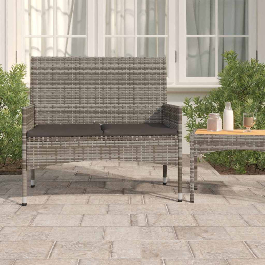Tuinbank 2-Zits Met Kussens Poly Rattan Grijs
