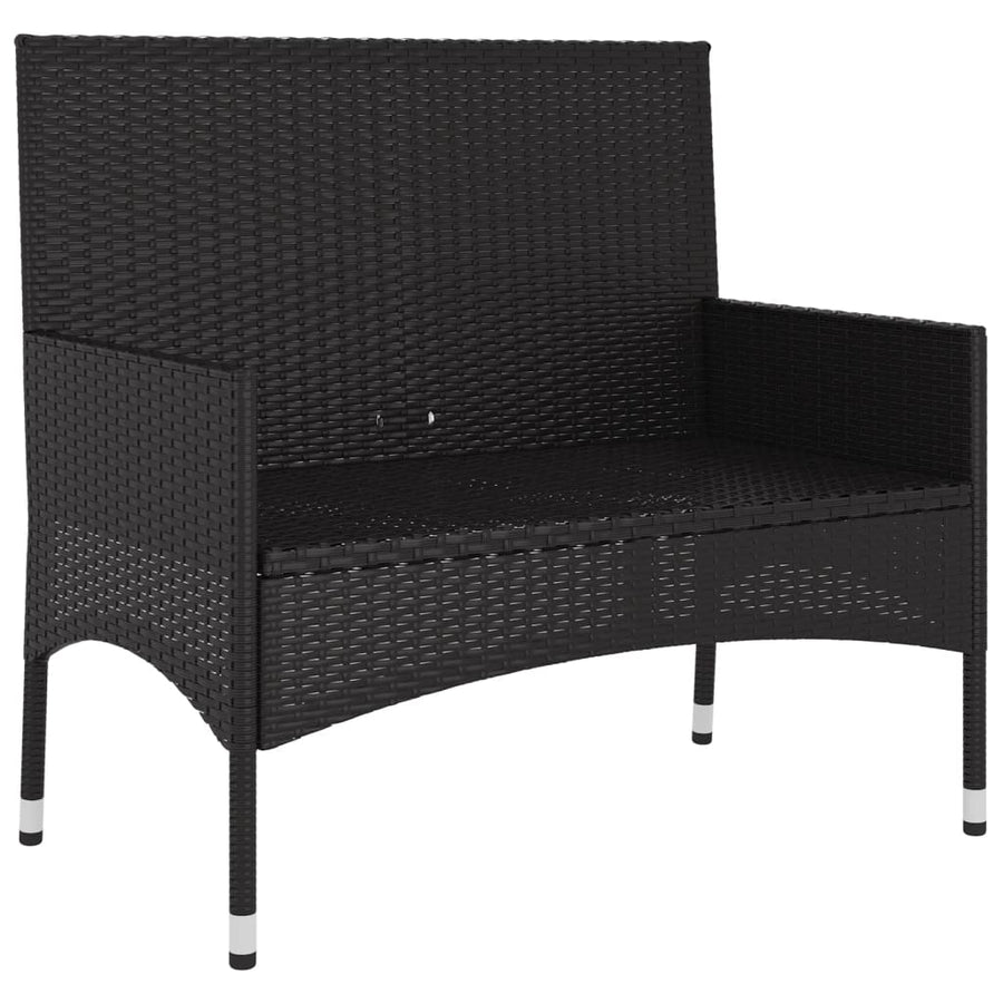 Tuinbank 2-Zits Met Kussens Poly Rattan Zwart