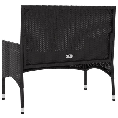 Tuinbank 2-Zits Met Kussens Poly Rattan Zwart