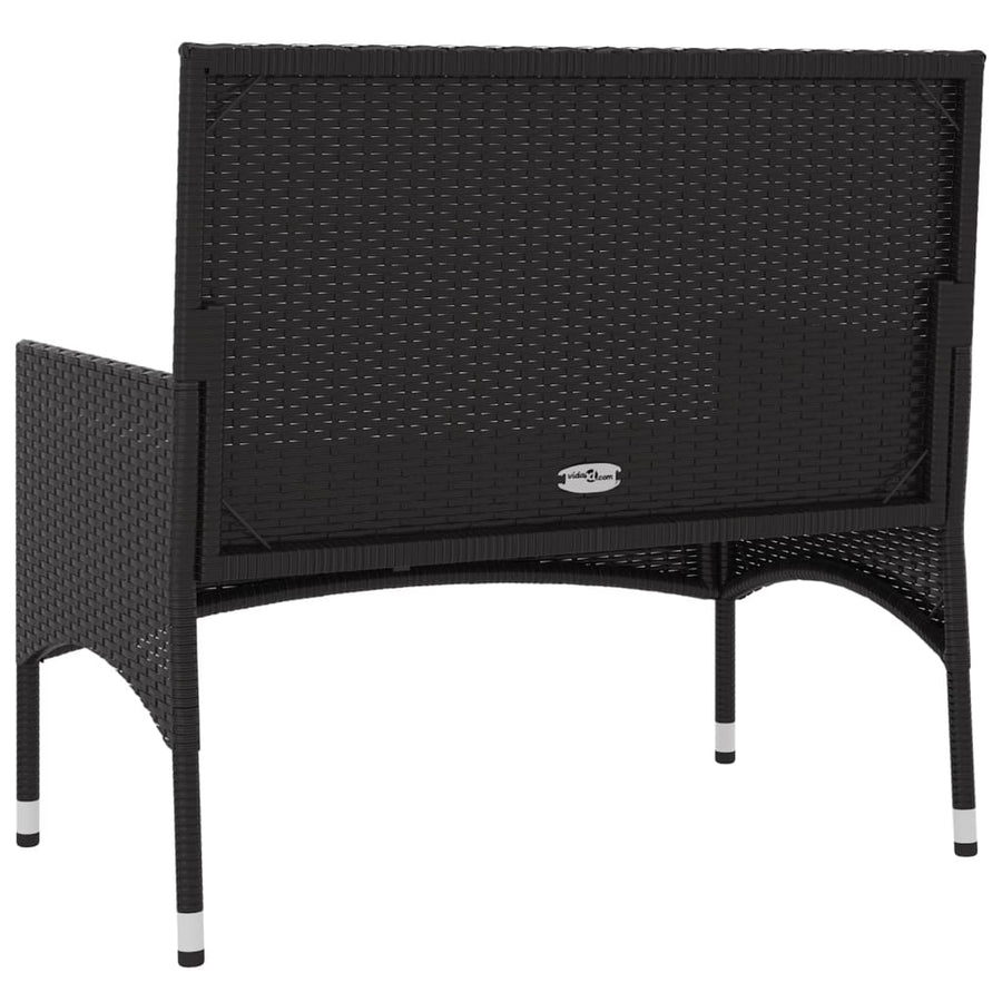 Tuinbank 2-Zits Met Kussens Poly Rattan Zwart