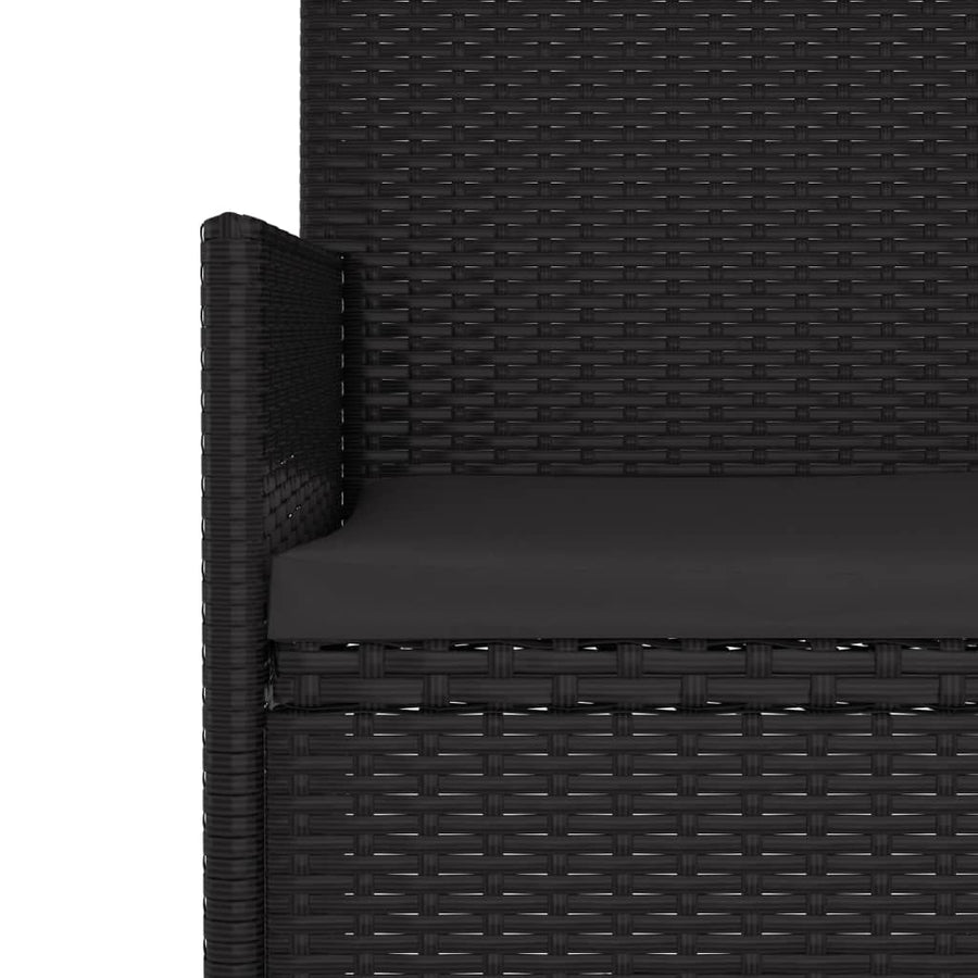 Tuinbank 2-Zits Met Kussens Poly Rattan Zwart