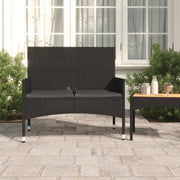 Tuinbank 2-zits poly rattan zwart met kussens